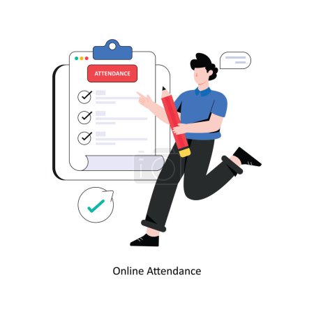 Illustration for Online attendance flat style design vector illustration. stock illustration - Royalty Free Image