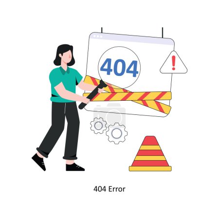 Téléchargez les illustrations : Illustration vectorielle de conception de style plat erreur 404. Illustration de stock - en licence libre de droit