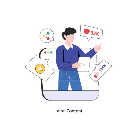 Illustration for Viral Content flat style design vector illustration. stock illustration - Royalty Free Image