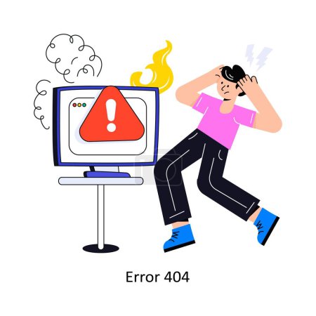 Ilustración de Error 404 Conexión Diseño de estilo plano Ilustración vectorial. Ilustración general - Imagen libre de derechos