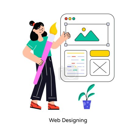 Téléchargez les illustrations : Web Designing Flat Style Design illustration vectorielle. Illustration de stock - en licence libre de droit