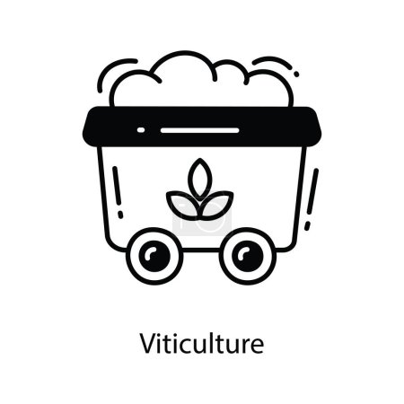 Téléchargez les illustrations : Viticulture doodle Icône Illustration de design. Symbole Agriculture sur fond blanc Fichier EPS 10 - en licence libre de droit