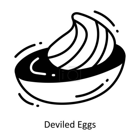 Illustration for Deviled Eggs doodle semi solid icon Icon Design illustration. Food and Drinks Symbol on White background EPS 10 File - Royalty Free Image