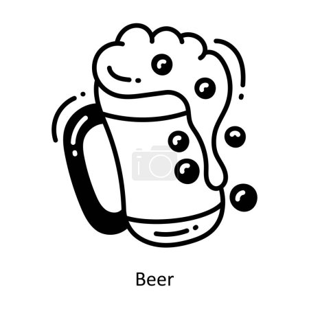 Téléchargez les illustrations : Icône de doodle de bière Illustration de design. Symbole des aliments et boissons sur fond blanc Fichier EPS 10 - en licence libre de droit