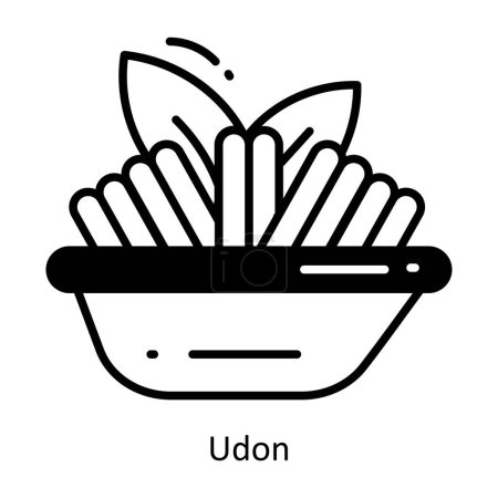 Téléchargez les illustrations : Icône de doodle Udon Illustration de design. Symbole des aliments et boissons sur fond blanc Fichier EPS 10 - en licence libre de droit