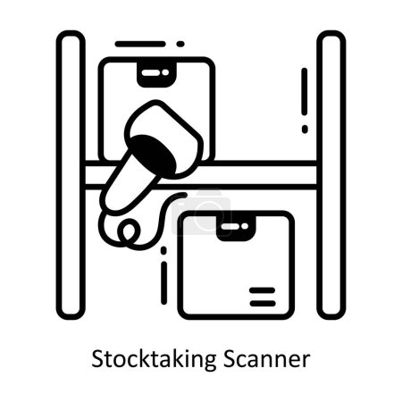 Ilustración de Stocktaking Scanner doodle semi solid Icon Ilustración de diseño. Símbolo de logística y entrega sobre fondo blanco Archivo EPS 10 - Imagen libre de derechos
