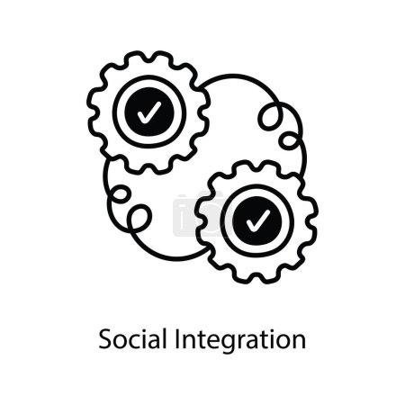 Téléchargez les illustrations : Intégration sociale doodle icône semi solide Icône Illustration de conception. Symbole de marketing sur fond blanc Fichier EPS 10 - en licence libre de droit