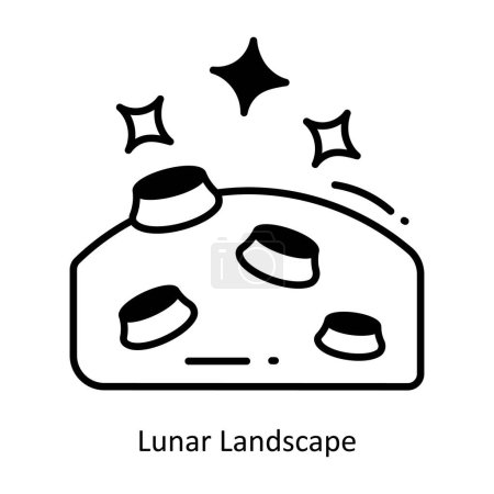 Ilustración de Lunar Landscape doodle semi solid icon Icono Diseño ilustración. Símbolo de espacio sobre fondo blanco Archivo EPS 10 - Imagen libre de derechos