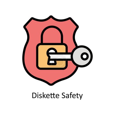 Ilustración de Diskette Vector de seguridad Ilustración de estilo de icono de esquema rellenado. Archivo EPS 10 - Imagen libre de derechos