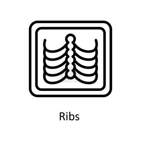 Illustration for Ribs vector outline icon style illustration. EPS 10 File - Royalty Free Image