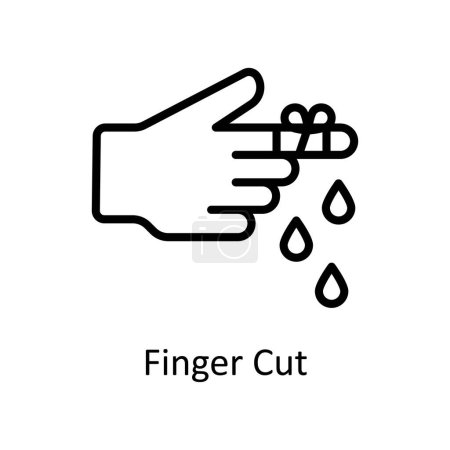 Illustration for Finger Cut vector outline icon style illustration. EPS 10 File - Royalty Free Image