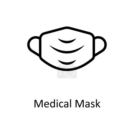 Illustration for Medical mask vector outline icon style illustration. EPS 10 File - Royalty Free Image