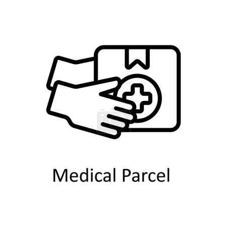 Illustration for Medical Parcel  vector outline icon style illustration. EPS 10 File - Royalty Free Image
