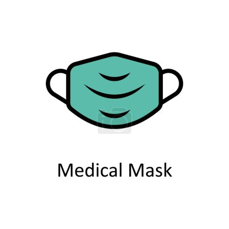 Illustration for Medical mask vector Filled outline icon style illustration. EPS 10 File - Royalty Free Image