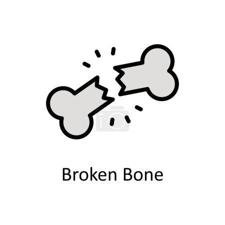 Téléchargez les illustrations : Broken Bone vector Illustration de style icône contour rempli. Fichier EPS 10 - en licence libre de droit