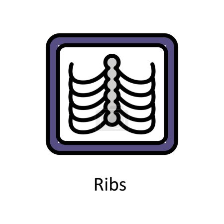 Illustration for Ribs vector Filled outline icon style illustration. EPS 10 File - Royalty Free Image