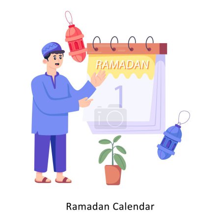 Calendrier Ramadan Design de style plat Illustration vectorielle. Illustration de stock
