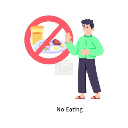 No Eating Flat Style Design Vector illustration. Stock illustration
