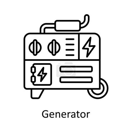 Generator-Vektor umreißt Icon-Design-Illustration. Produktionseinheiten-Symbol auf weißem Hintergrund EPS 10 Datei