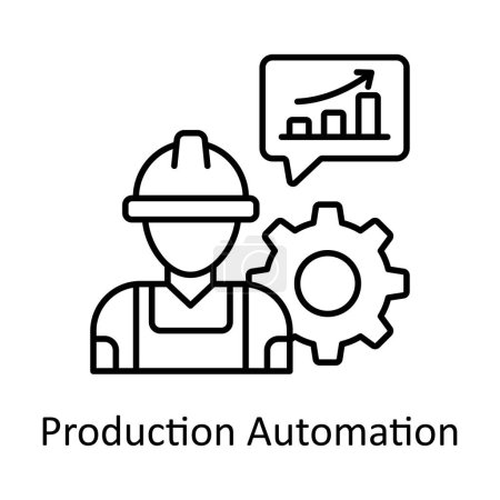 Production Automation vector outline icon design illustration. Manufacturing units symbol on White background EPS 10 File