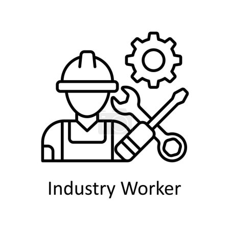 Industrie Illustration vectorielle de dessin d'icône de contour de travailleur. Unités de fabrication symbole sur fond blanc Fichier EPS 10