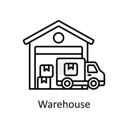 Warenhaus-Vektor umreißt Icon-Design-Illustration. Produktionseinheiten-Symbol auf weißem Hintergrund EPS 10 Datei