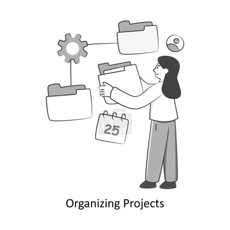 Organizing Projects Flat Style Design Vector illustration. Stock illustration