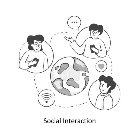 Social Interaction Flat Style Design Vektor Illustration. Archivbild