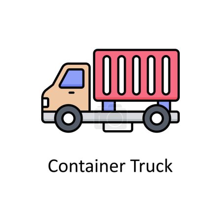 Illustration for Container Truck vector filled outline icon design illustration. Manufacturing units symbol on White background EPS 10 File - Royalty Free Image