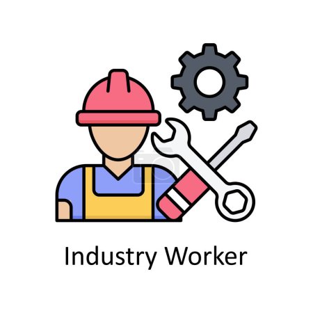 Industry Worker Vektor gefüllte Umrisse Icon Design Illustration. Produktionseinheiten-Symbol auf weißem Hintergrund EPS 10 Datei