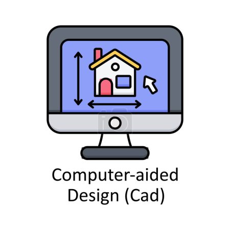 Conception assistée par ordinateur (Cad) illustration vectorielle de conception d'icône de contour. Unités de fabrication symbole sur fond blanc Fichier EPS 10