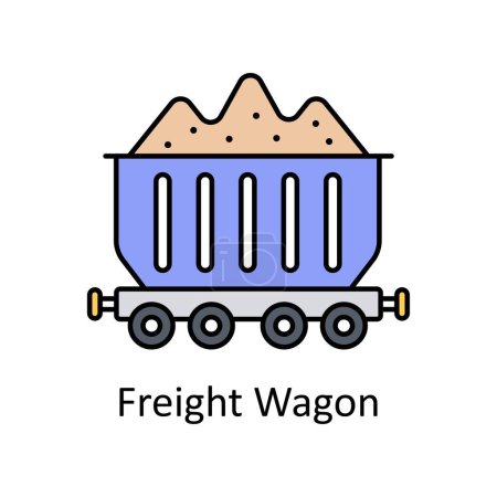 Freight Wagon  vector outline icon design illustration. Manufacturing units symbol on White background EPS 10 File