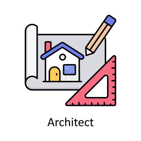 Architecte vectoriel illustration de conception icône contour. Unités de fabrication symbole sur fond blanc Fichier EPS 10