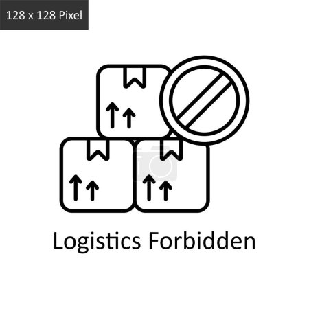 Illustration for Logistics Forbidden vector outline icon design illustration. Logistics Delivery symbol on White background EPS 10 File - Royalty Free Image