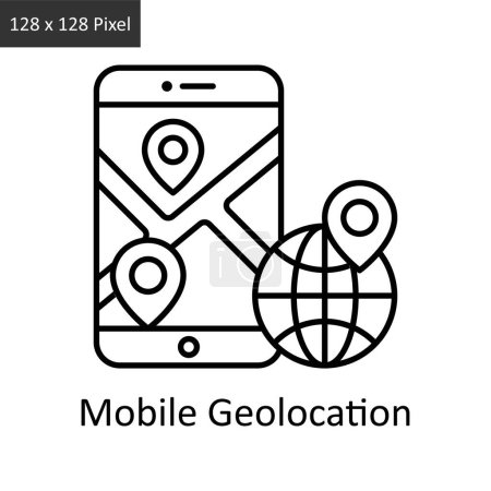 Illustration for Mobile Geolocation vector outline icon design illustration. Logistics Delivery symbol on White background EPS 10 File - Royalty Free Image