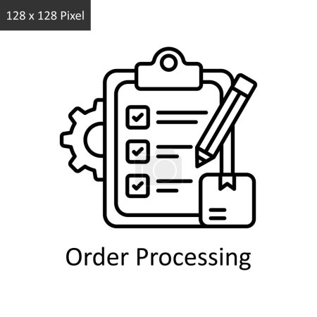 Order Processing vector outline icon design illustration. Logistics Delivery Symbol auf weißem Hintergrund EPS 10 Datei