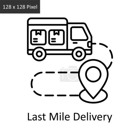 Last Mile Delivery vector outline icon design illustration. Logistics Delivery symbol on White background EPS 10 File