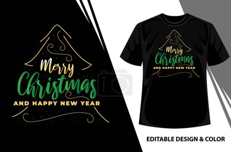 Téléchargez les photos : Joyeux Noël et bonne année lettrage t-shirt modèle vectoriel de conception - en image libre de droit