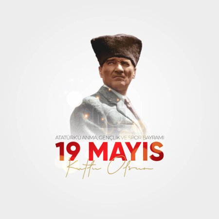 Photo for May 19 Commemoration of Ataturk, Youth and Sports Day. Translation: Happy Commemoration of Ataturk, Youth and Sports Day. - Royalty Free Image