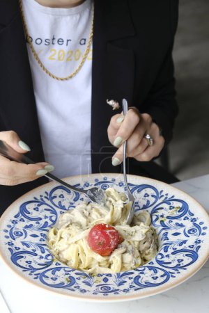 Tasty appetizing classic Italian pasta with a delicious sauce.