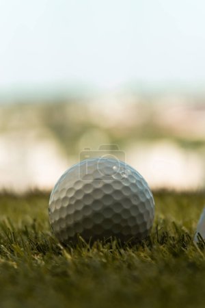 Photo for Close up of golf ball on green lawn - Royalty Free Image