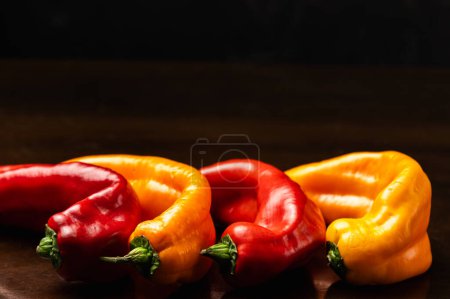 Photo for Close up panama pepper or parana aji chombo red orange or yellow - Royalty Free Image