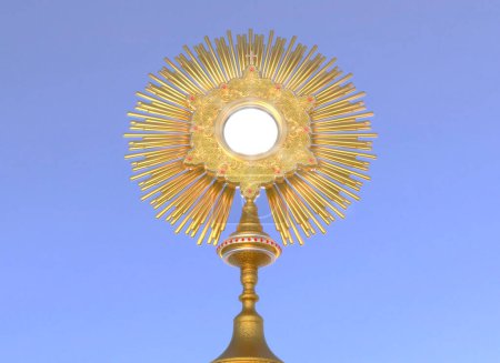 Jesus Christus in der Monstranz im Sakrament der Eucharistie - 3D-Illustration
