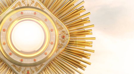 Jesus Christus in der Monstranz im Sakrament der Eucharistie - 3D-Illustration
