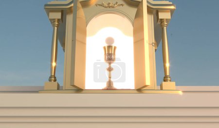 Leib und Blut unseres Herrn Jesus Christus im Sakrament der Eucharistie. Fronleichnam - 3D Illustration
