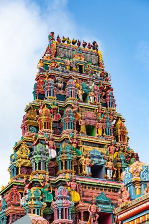 Photo for Colorful ornate decoration at Kaylasson Hindu temple at Port Louis, Mauritius - Royalty Free Image