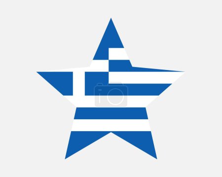 Illustration for Greece Star Flag. Greek Star Shape Flag. Hellenic Republic Country National Banner Icon Symbol Vector Flat Artwork Graphic Illustration - Royalty Free Image