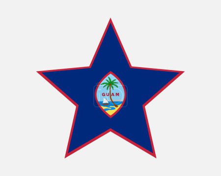 Illustration for Guam Star Flag. Guamanian Star Shape Flag. Unincorporated and Organized US USA Territory Banner Icon Symbol Vector Flat Artwork Graphic Illustration - Royalty Free Image