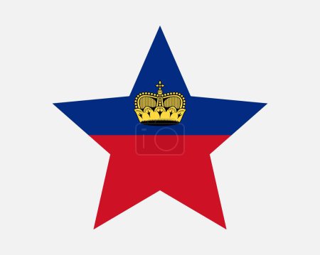Illustration for Liechtenstein Star Flag. Liechtensteiner Star Shape Flag. Country National Banner Icon Symbol Vector Flat Artwork Graphic Illustration - Royalty Free Image
