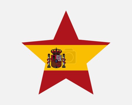Illustration for Spain Star Flag. Spanish Star Shape Flag. Spaniard Country National Banner Icon Symbol Vector Flat Artwork Graphic Illustration - Royalty Free Image